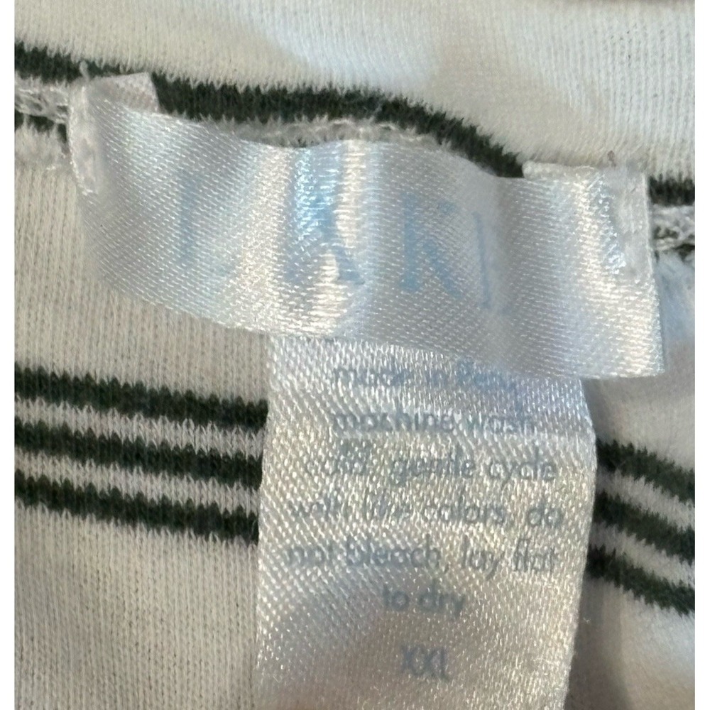 LAKE Pajamas Womens XXL Green White Striped Pima Cotton Long Sleeve Nightgown - Picture 4 of 6